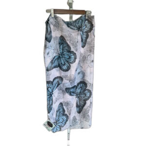 Butterfly Design Brand New European Scarf . Large,Blue Lavender Soft Colors. NWT